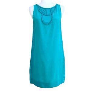 BCBGMaxAzria Turquoise A-Line Crew Neck Mini Dress